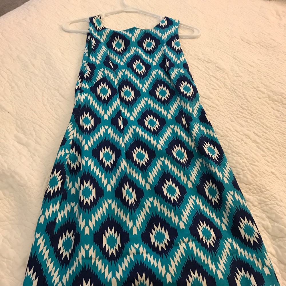 Preppy blue sundress with pop of pink